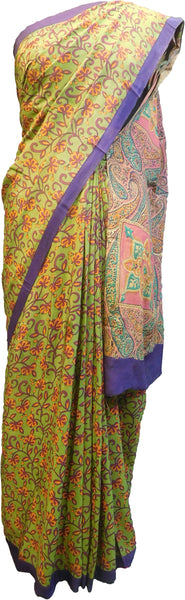 Multicolor Designer Wedding Partywear Pure Crepe Hand Brush Reprinted Kolkata Saree Sari RP254