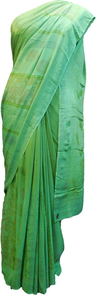 Multicolor Designer Wedding Partywear Pure Crepe Hand Brush Reprinted Kolkata Saree Sari RP255