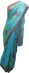 Multicolor Designer Wedding Partywear Pure Crepe Hand Brush Reprinted Kolkata Saree Sari RP258