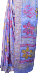 Multicolor Designer Wedding Partywear Pure Crepe Hand Brush Reprinted Kolkata Saree Sari RP263