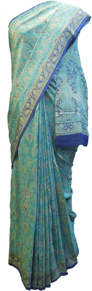 Multicolor Designer Wedding Partywear Pure Crepe Hand Brush Reprinted Kolkata Saree Sari RP266