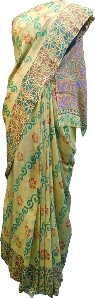 Multicolor Designer Wedding Partywear Pure Crepe Hand Brush Reprinted Kolkata Saree Sari RP267