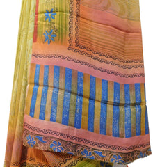 Multicolor Designer Wedding Partywear Pure Crepe Hand Brush Reprinted Kolkata Saree Sari RP26