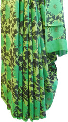 Multicolor Designer Wedding Partywear Pure Crepe Hand Brush Reprinted Kolkata Saree Sari With Blouse Piece  RP270