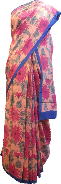 Multicolor Designer Wedding Partywear Pure Crepe Hand Brush Reprinted Kolkata Saree Sari With Blouse Piece  RP285