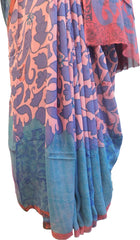 Multicolor Designer Wedding Partywear Pure Crepe Hand Brush Reprinted Kolkata Saree Sari With Blouse Piece  RP289