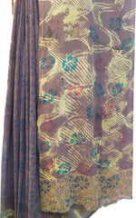 Multicolor Designer Wedding Partywear Pure Crepe Hand Brush Reprinted Kolkata Saree Sari With Blouse Piece RP290