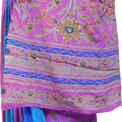 SMSAREE Multi Color Designer Wedding Partywear Pure Crepe Hand Brush Print Highlighted With Thread Sequence & Beads Hand Embroidery Work Bridal Saree Sari With Blouse Piece RP294