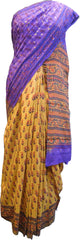 SMSAREE Multi Color Designer Wedding Partywear Pure Crepe Hand Brush Print Highlighted With Thread & Sequence Hand Embroidery Work Bridal Saree Sari With Blouse Piece RP317