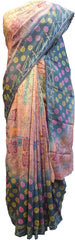 SMSAREE Multi Color Designer Wedding Partywear Pure Crepe Hand Brush Print Highlighted With Thread & Sequence Hand Embroidery Work Bridal Saree Sari With Blouse Piece RP319