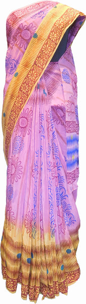 SMSAREE Multi Color Designer Wedding Partywear Pure Crepe Hand Brush Print Hand Embroidery Work Bridal Saree Sari With Blouse Piece RP349