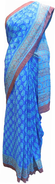 SMSAREE Multi Color Designer Wedding Partywear Pure Crepe Hand Brush Print Hand Embroidery Work Bridal Saree Sari With Blouse Piece RP365