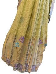 Multicolor Designer Wedding Partywear Pure Crepe Hand Brush Reprinted Kolkata Saree Sari RP66