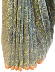 Multicolor Designer Wedding Partywear Pure Crepe Hand Brush Reprinted Kolkata Saree Sari RP72