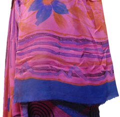Multicolor Designer Wedding Partywear Pure Crepe Hand Brush Reprinted Kolkata Saree Sari RP80