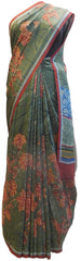 Multicolor Designer Wedding Partywear Pure Crepe Hand Brush Reprinted Kolkata Saree Sari RP83