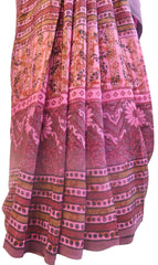 Multicolor Designer Wedding Partywear Pure Crepe Hand Brush Reprinted Kolkata Saree Sari RP88