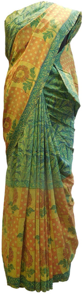 Multicolor Designer Wedding Partywear Pure Crepe Hand Brush Reprinted Kolkata Saree Sari RP89