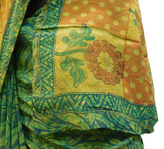 Multicolor Designer Wedding Partywear Pure Crepe Hand Brush Reprinted Kolkata Saree Sari RP89