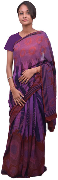 Multicolor Designer Wedding Partywear Pure Crepe Hand Brush Reprinted Kolkata Saree Sari RP92