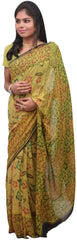 Multicolor Designer Wedding Partywear Pure Crepe Hand Brush Reprinted Kolkata Saree Sari RP97