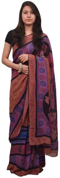 Multicolor Designer Wedding Partywear Pure Crepe Hand Brush Reprinted Kolkata Saree Sari RP98
