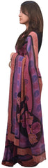 Multicolor Designer Wedding Partywear Pure Crepe Hand Brush Reprinted Kolkata Saree Sari RP98