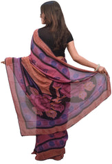 Multicolor Designer Wedding Partywear Pure Crepe Hand Brush Reprinted Kolkata Saree Sari RP98