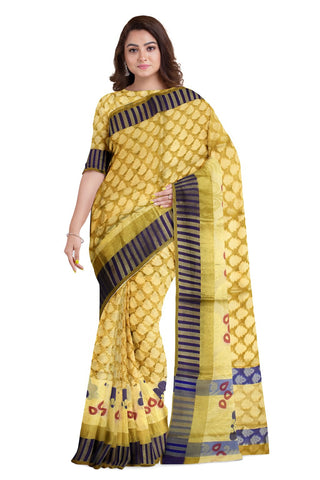 Yellow Designer Wedding Partywear Pure Handloom Banarasi Zari Hand Embroidery Work Bridal Saree Sari With Blouse Piece BH108X