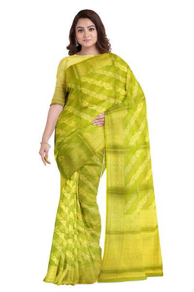 Yellow Designer Wedding Partywear Pure Handloom Banarasi Zari Hand Embroidery Work Bridal Saree Sari With Blouse Piece BH112F