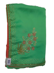 Green Designer Wedding Partywear Silk Zari Hand Embroidery Work Bridal Saree Sari With Blouse Piece F217