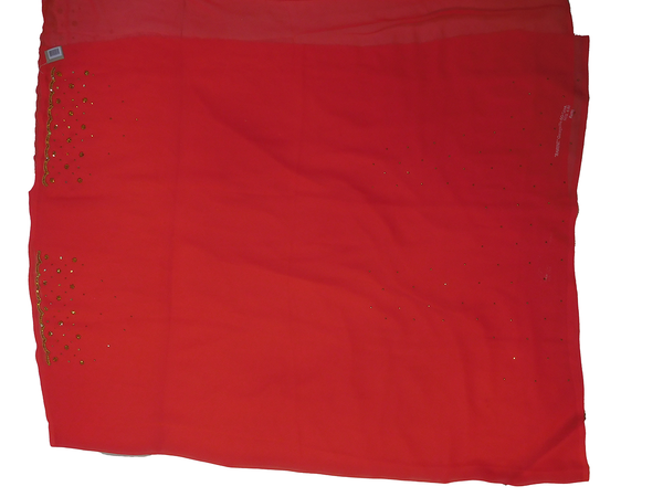 Red Designer Wedding Partywear Georgette Zari Cutdana Stone Hand Embroidery Work Bridal Saree Sari With Blouse Piece F485