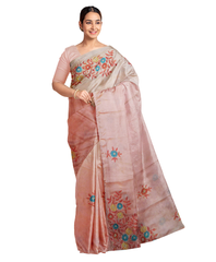 Light Violet Designer Wedding Partywear Silk Thread Work Chumki Hand Embroidery Work Bridal Saree Sari With Blouse Piece F523