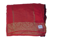 Red Designer Wedding Partywear Georgette Zari Hand Embroidery Work Bridal Saree Sari With Blouse Piece F564