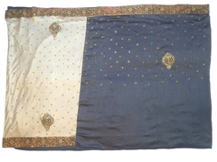 Cream Blue Designer Wedding Partywear Silk Zari Stone Hand Embroidery Work Bridal Saree Sari With Blouse Piece F578