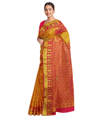 Golden Red Designer Wedding Partywear Silk Zari Stone Hand Embroidery Work Bridal Saree Sari With Blouse Piece F593