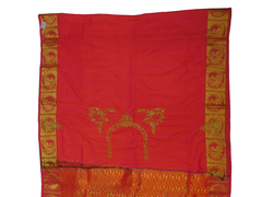 Golden Red Designer Wedding Partywear Silk Zari Thread Work Stone Hand Embroidery Work Bridal Saree Sari With Blouse Piece F597