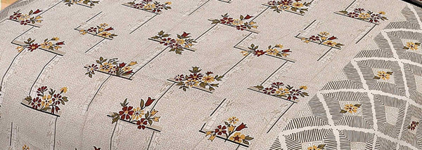 Beige Pure Cotton Double Bed Printed Bedsheet
