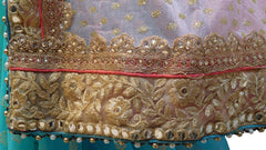 Pink & Turquoise Designer Net & Georgette Hand Embroidery Work Saree Sari