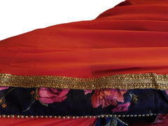 Gajari Designer Georgette (Viscos) Floral Print Border Hand Embroidery Work Saree Sari With Stylish Blouse