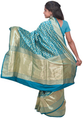 Turquoise Traditional Designer Bridal Hand Weaven Pure Benarasi Zari Work Saree Sari With Blouse