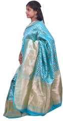 Turquoise Traditional Designer Bridal Hand Weaven Pure Benarasi Zari Work Saree Sari With Blouse