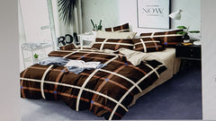 Brown Poly-Cotton Double Bed Printed Bedsheet