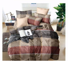 Beige Poly-Cotton Double Bed Printed Bedsheet