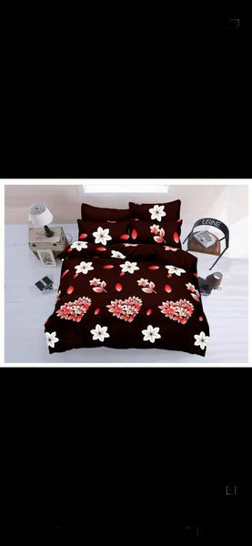 Maroon Poly-Cotton Double Bed Printed Bedsheet