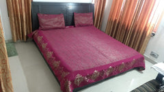 Purple Glace Cotton Double Bed Bedsheet