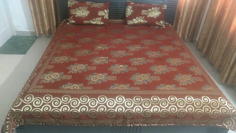 Rust Glace Cotton Double Bed Bedsheet