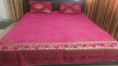 Magenta Pink Glace Cotton Double Bed Bedsheet