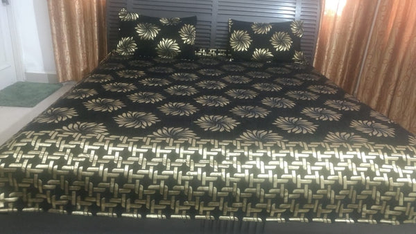 Black Glace Cotton Double Bed Bedsheet