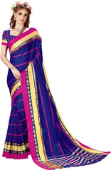 SMSAREE Blue Designer Wedding Partywear Cotton Art Silk Hand Embroidery Work Bridal Saree Sari With Blouse Piece YNF-28559